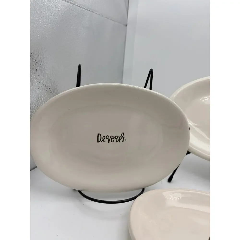 Rae Dunn Oval Snack Plates 8